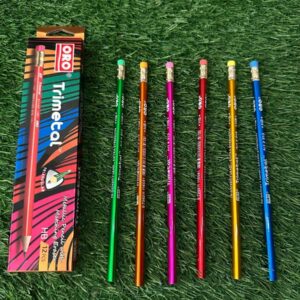 ORO Trimetal Metallic HB Pencil Set with Matching Erasers